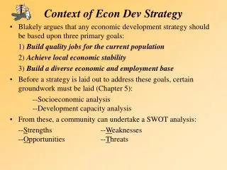 Context of Econ Dev Strategy