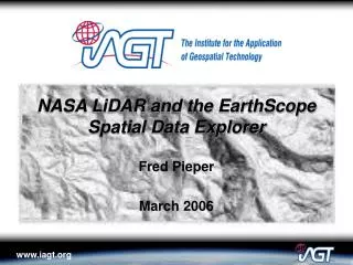 NASA LiDAR and the EarthScope Spatial Data Explorer