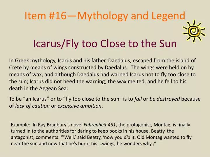 item 16 mythology and legend icarus fly too close to the sun