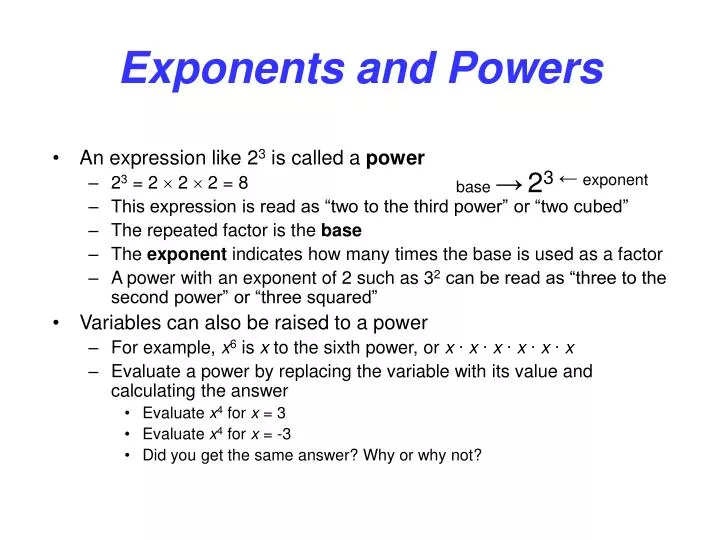 exponents and powers