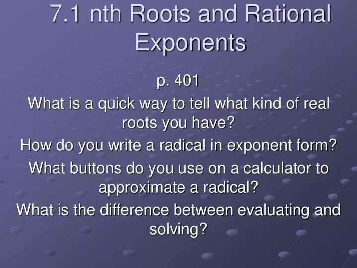 7 1 nth roots and rational exponents