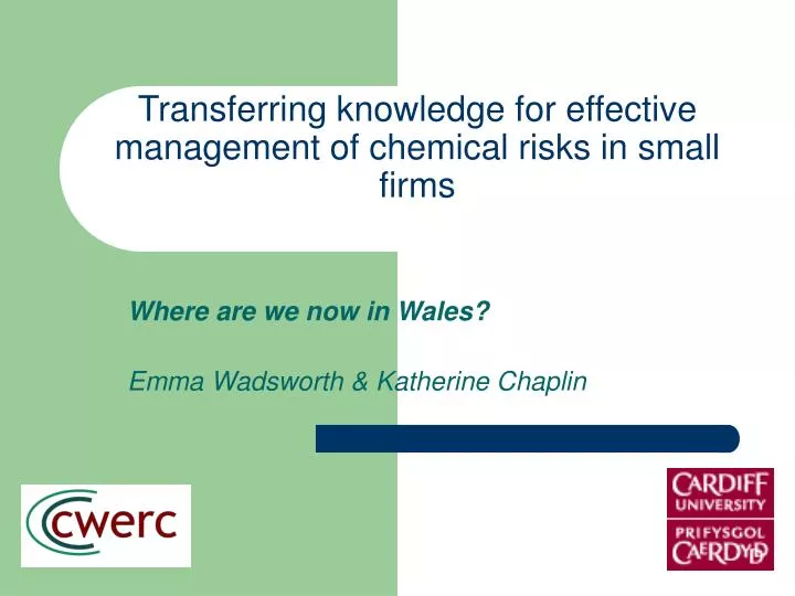 transferring knowledge for effective management of chemical risks in small firms