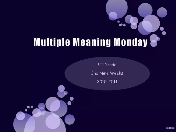 multiple meaning monday
