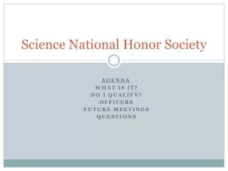 Science National Honor Society