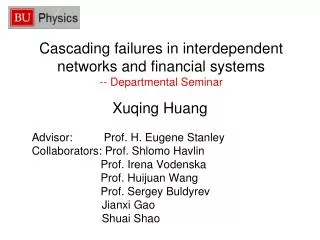 Cascading failures in interdependent networks and financial systems -- Departmental Seminar