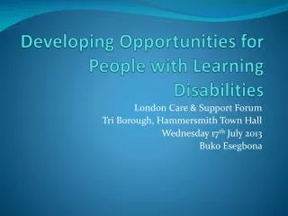 Developing Opportunities for People with Learning Disabilities