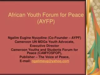 African Youth Forum for Peace ( AYFP)