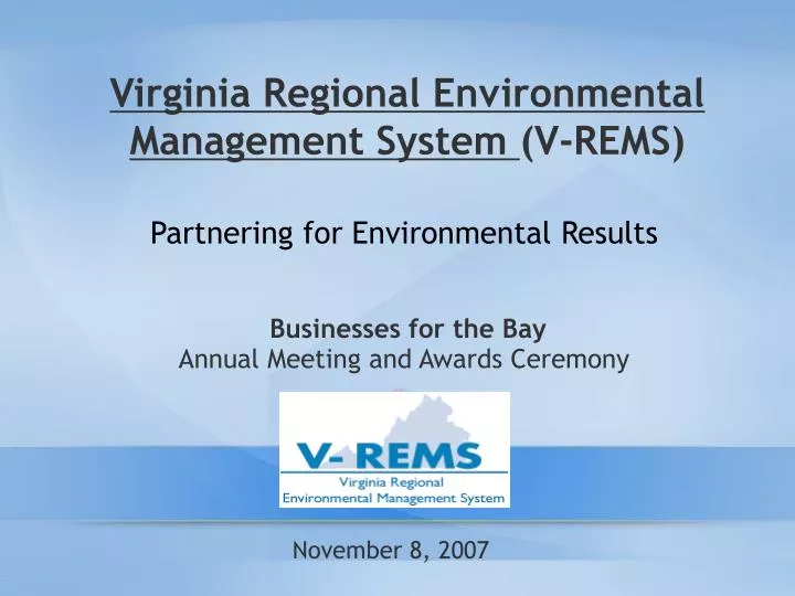 virginia regional environmental management system v rems
