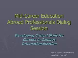 Mid-Career Education Abroad Professionals Dialog Session