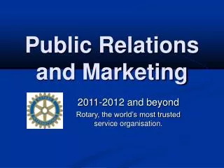Public Relations and Marketing