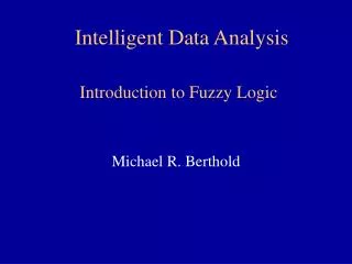 Intelligent Data Analysis