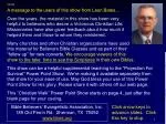 A message to the users of this show from Leon Bates… - slide 1