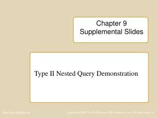 Chapter 9 Supplemental Slides