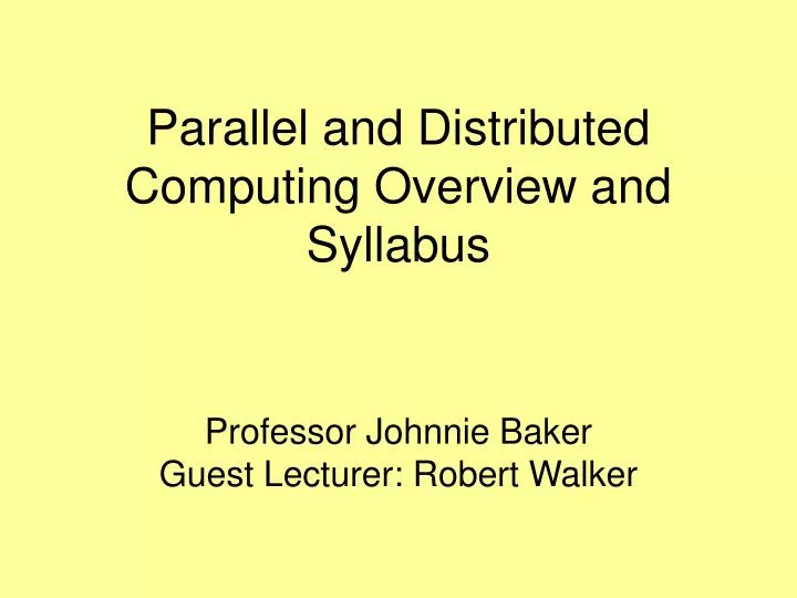 parallel and distributed computing overview and syllabus