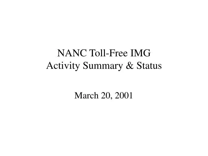nanc toll free img activity summary status