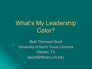 What’s My Leadership Color?