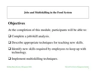 Jobs and Multiskilling in the Food System