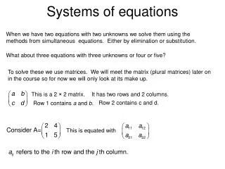 Systems of equations
