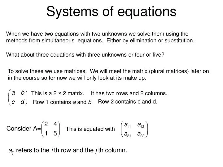 systems of equations