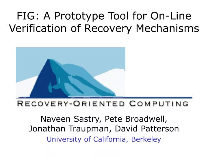 fig a prototype tool for on line verification of recovery mechanisms