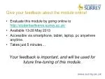 Give your feedback about the module online!