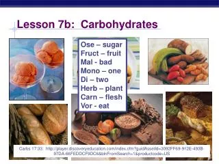Lesson 7b: Carbohydrates