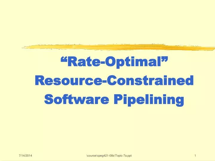 rate optimal resource constrained software pipelining