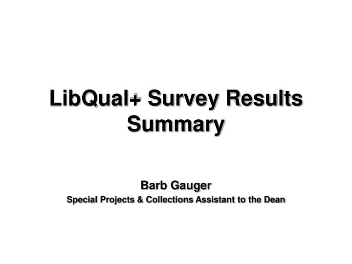 libqual survey results summary