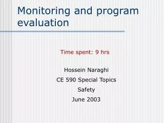 Monitoring and program evaluation