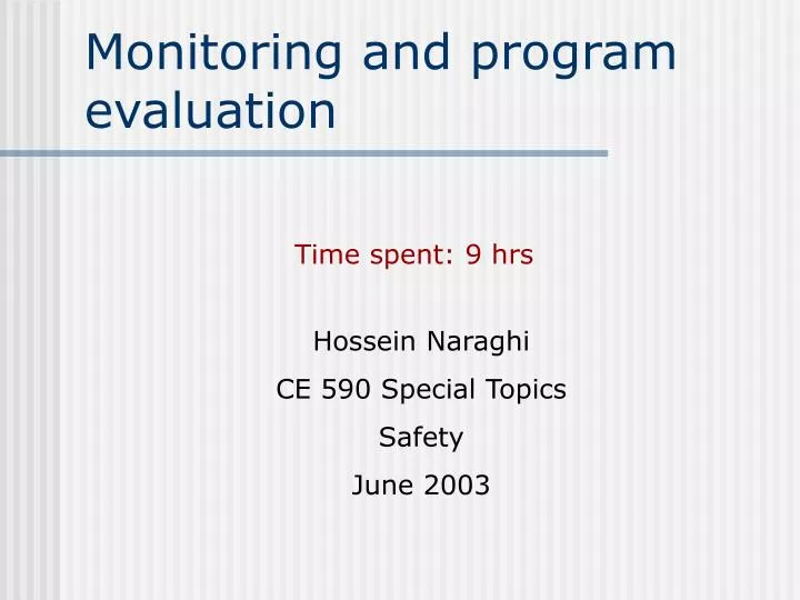 monitoring and program evaluation