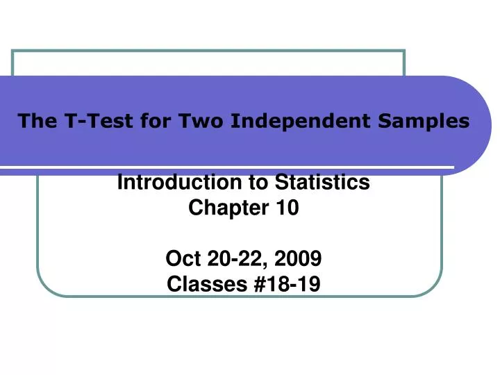 the t test for two independent samples