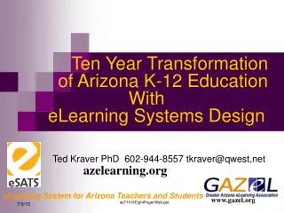 Ten Year Transformation of Arizona K-12 Education With eLearning Systems Design