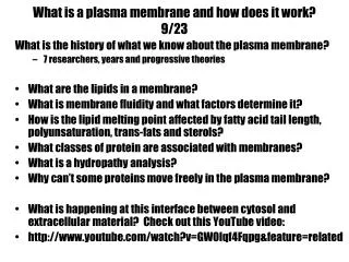 What is a plasma membrane and how does it work? 9/23