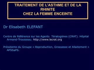 traitement de l asthme et de la rhinite chez la femme enceinte