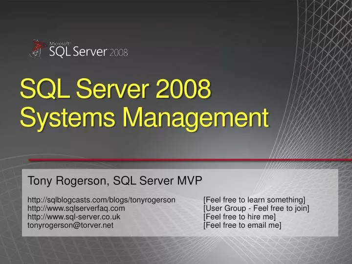 sql server 2008 systems management