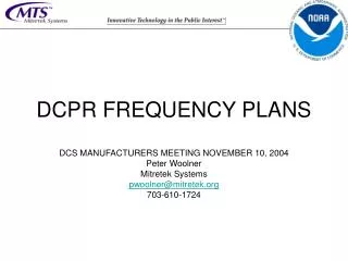 DCPR FREQUENCY PLANS