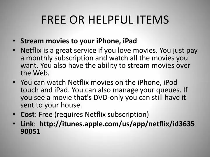 free or helpful items
