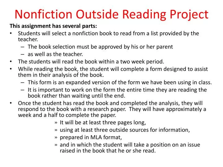 nonfiction outside reading project