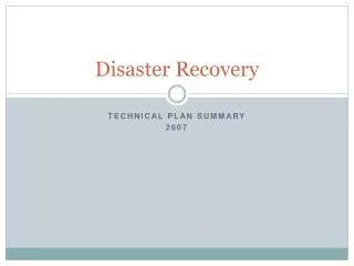 Disaster Recovery