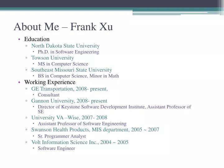 about me frank xu