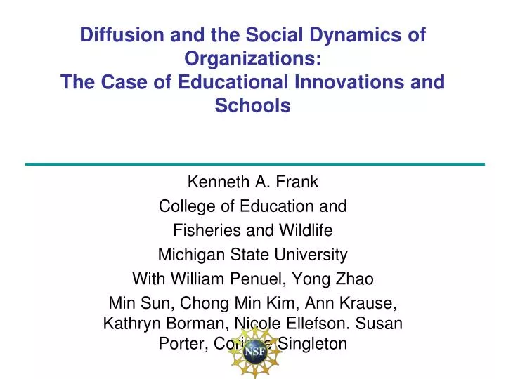 diffusion and the social dynamics of organizations the case of educational innovations and schools