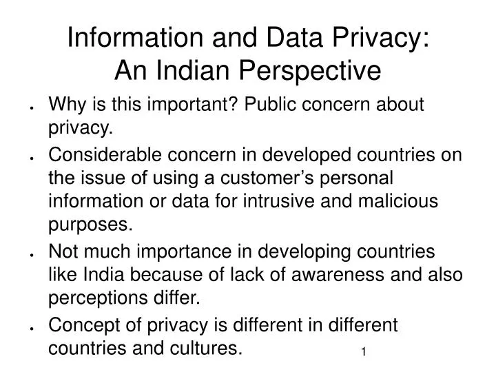 information and data privacy an indian perspective
