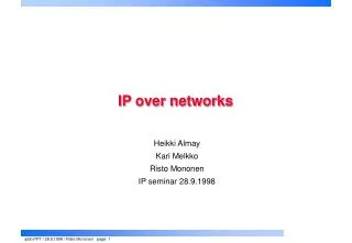 IP over networks