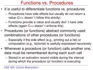 Functions vs. Procedures