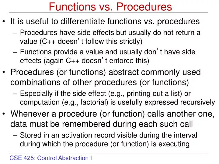 functions vs procedures