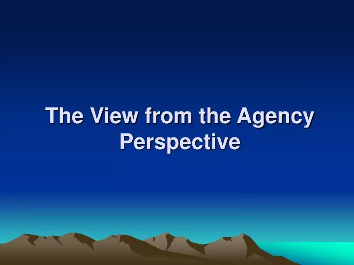 the view from the agency perspective
