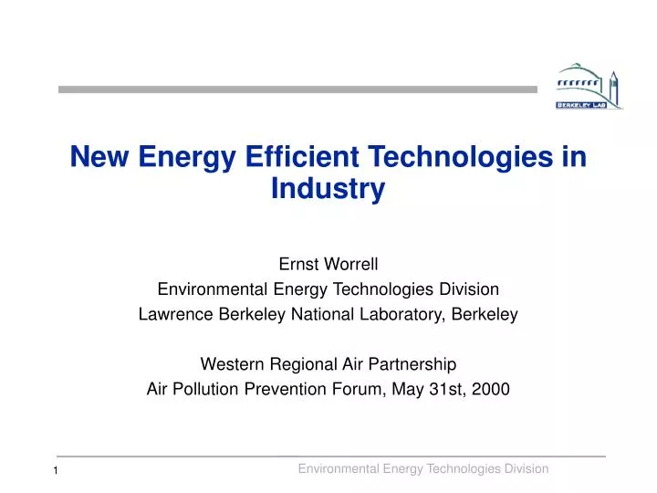 new energy efficient technologies in industry