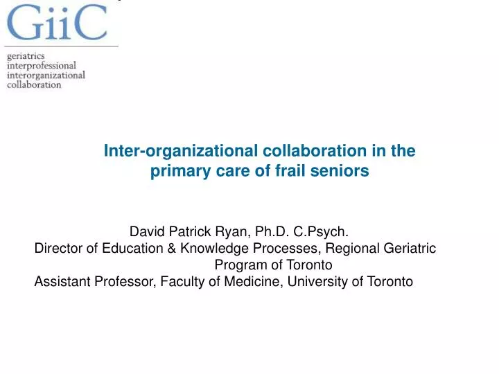 inter organizational collaboration in the primary care of frail seniors
