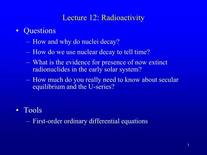 lecture 12 radioactivity