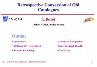 Retrospective Conversion of Old Catalogues